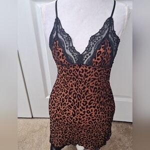 In Bloom Leopard Print In Crushed Velvet Sexy Nightie  Size SP